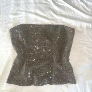 Zara RHINESTONE STRAPLESS CORSET TOP Size Small